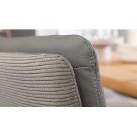 Interliving Esszimmer Serie 5116 – Polsterstuhl mit Drehfunktion grauer Materialmix Leder & Cord Fo-Sh, Edelstahlgestell F38-R