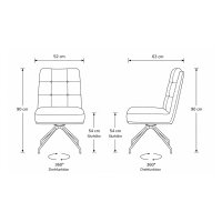 Interliving Esszimmer Serie 5116 – Polsterstuhl mit Drehfunktion grauer Materialmix Leder & Cord Fo-Sh, Edelstahlgestell F38-R