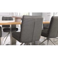 Interliving Esszimmer Serie 5116 – Polsterstuhl mit Drehfunktion grauer Materialmix Leder & Cord Fo-Sh, Edelstahlgestell F38-R