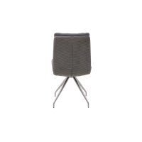 Interliving Esszimmer Serie 5116 – Polsterstuhl mit Drehfunktion grauer Materialmix Leder & Cord Fo-Sh, Edelstahlgestell F38-R