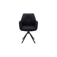 Interliving Esszimmer Serie 5116 – Armlehnstuhl mit Drehfunktion carbonschwarzer Materialmix Mikrofaser & Cord Ni-Co, schwarzes Gestell F37