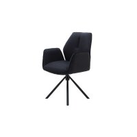 Interliving Esszimmer Serie 5116 – Armlehnstuhl mit Drehfunktion carbonschwarzer Materialmix Mikrofaser & Cord Ni-Co, schwarzes Gestell F37