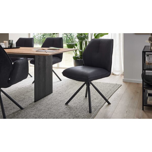 Interliving Esszimmer Serie 5116 – Polsterstuhl mit Drehfunktion carbonschwarze Mikrofaser Night & schwarzes Gestell F37