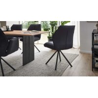 Interliving Esszimmer Serie 5116 – Polsterstuhl mit Drehfunktion carbonschwarze Mikrofaser Night & schwarzes Gestell F37