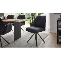 Interliving Esszimmer Serie 5116 – Polsterstuhl carbonschwarze Mikrofaser Night & schwarzes Gestell F37