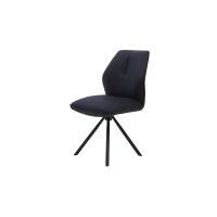 Interliving Esszimmer Serie 5116 – Polsterstuhl carbonschwarze Mikrofaser Night & schwarzes Gestell F37