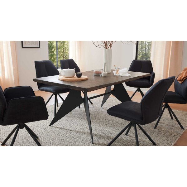 Interliving Esszimmer Serie 5116 – Esstisch Mooreiche & schwarzer Stahl - ca. 180 x 100 cm