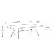 Interliving Esszimmer Serie 5116 – Esstisch Mooreiche & schwarzer Stahl - ca. 180 x 100 cm