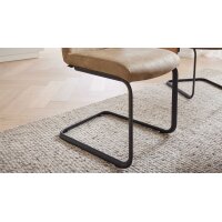 Interliving Esszimmer Serie 5604 - Schwingstuhl papyrusfarbener Bezug Hanoy & anthrazitfarbenes Metall