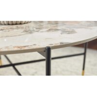 Interliving Couchtisch Serie 6221 marmorfarbene Keramik Calcatta & schwarzer Stahl - Durchmesser ca. 94 cm