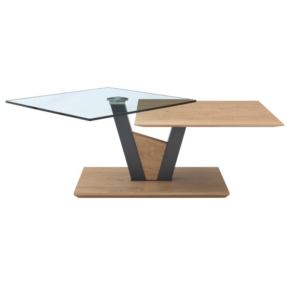Interliving Couchtisch Serie 6224 - Couchtisch Klarglas & Wildeiche - ca. 118 x 65 cm
