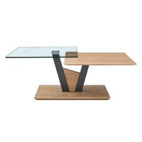 Interliving Couchtisch Serie 6224 - Couchtisch Klarglas & Wildeiche - ca. 118 x 65 cm