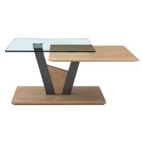 Interliving Couchtisch Serie 6224 - Couchtisch Klarglas & Wildeiche - ca. 118 x 65 cm