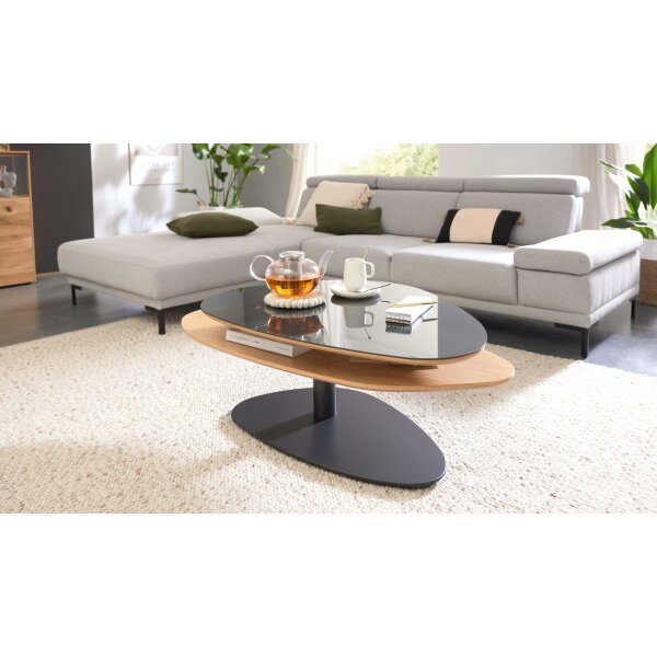 Interliving Couchtisch Serie 6225 - Couchtisch Anthrazit & Wildeiche - ca. 123 x 69 cm