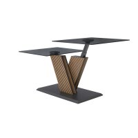 Interliving Couchtisch Serie 6226 - Couchtisch graues Parsolglas & Wildeiche - ca. 110 x 65 cm