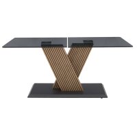 Interliving Couchtisch Serie 6226 - Couchtisch graues Parsolglas & Wildeiche - ca. 110 x 65 cm