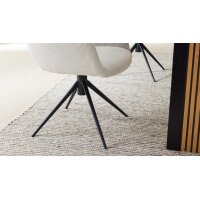 Interliving Esszimmer Serie 5605 – Armlehnstuhl mit Dreh- und Rückholfunktion cremeweißer Cord Rebel & schwarzes Eisen