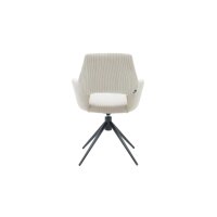Interliving Esszimmer Serie 5605 – Armlehnstuhl mit Dreh- und Rückholfunktion cremeweißer Cord Rebel & schwarzes Eisen