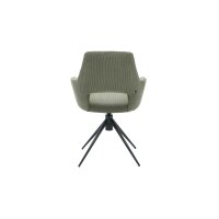 Interliving Esszimmer Serie 5605 – Armlehnstuhl mit Drehfunktion waldgrüner Cord Rebel & schwarzes Eisen