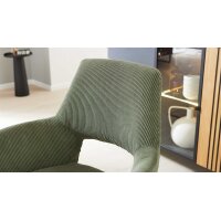 Interliving Esszimmer Serie 5605 – Armlehnstuhl mit Drehfunktion waldgrüner Cord Rebel & schwarzes Eisen
