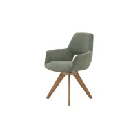 Interliving Esszimmer Serie 5605 – Armlehnstuhl waldgrüner Cord Rebel & Eiche