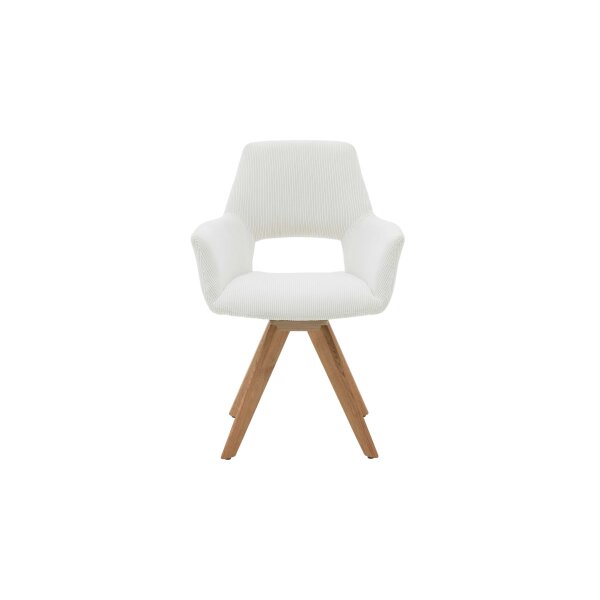 Interliving Esszimmer Serie 5605 – Armlehnstuhl cremeweißer Cord Rebel & Eiche