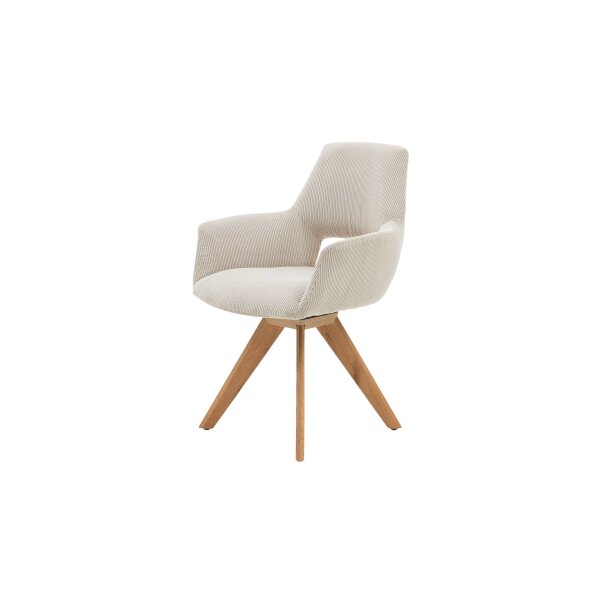 Interliving Esszimmer Serie 5605 – Armlehnstuhl ecrufarbener Cord Rebel & Eiche