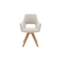 Interliving Esszimmer Serie 5605 – Armlehnstuhl ecrufarbener Cord Rebel & Eiche