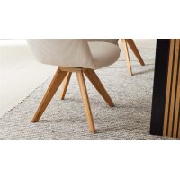 Interliving Esszimmer Serie 5605 – Armlehnstuhl ecrufarbener Cord Rebel & Eiche