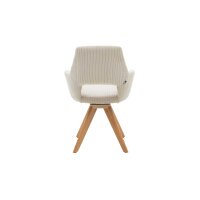 Interliving Esszimmer Serie 5605 – Armlehnstuhl ecrufarbener Cord Rebel & Eiche