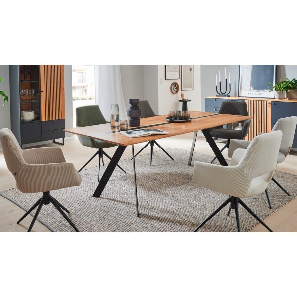 Interliving Esszimmer Serie 5605 – Esstisch Charakter-Eiche & schwarzes Eisen - ca. 180 x 100 cm