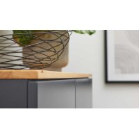 Interliving Esszimmer Serie 5605 – Highboard quarzgrauer Lack & Charakter-Eiche - fünf Türen, zwei Schubladen, Breite ca. 86 cm
