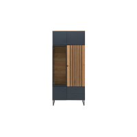 Interliving Esszimmer Serie 5605 – Vitrine quarzgrauer Lack & Charakter-Eiche - fünf Türen, zwei Schubladen, Höhe ca. 194 cm