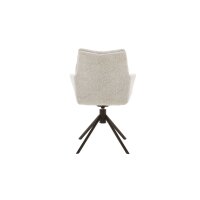 Interliving Esszimmer Serie 5118 – Armlehnstuhl mit Drehfunktion champagnerfarbener Bouclé Elegant wish E07 & mattschwarzes Eisen