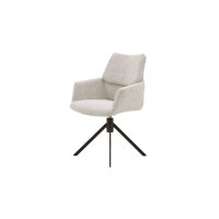 Interliving Esszimmer Serie 5118 – Armlehnstuhl mit Drehfunktion champagnerfarbener Bouclé Elegant wish E07 & mattschwarzes Eisen