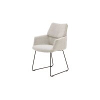Interliving Esszimmer Serie 5118 – Armlehn-Kufenstuhl champagnerfarbener Bouclé Elegant wish E07 & mattschwarzes Eisen