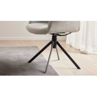 Interliving Esszimmer Serie 5118 – Armlehnstuhl mit Move & Turn champagnerfarbener Bouclé Elegant wish E07 & mattschwarzes Eisen