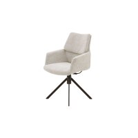 Interliving Esszimmer Serie 5118 – Armlehnstuhl mit Move & Turn champagnerfarbener Bouclé Elegant wish E07 & mattschwarzes Eisen