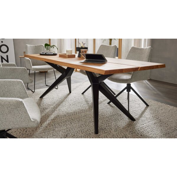 Interliving Esszimmer Serie 5118 – Esstisch Charakter-Eiche & mattschwarzes Eisen - ca. 180 x 100 cm