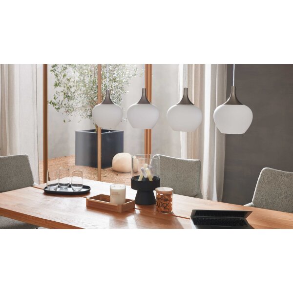 Interliving Leuchten Serie 9344 - Hängelampe Opalglas & Nickel – Länge ca. 100 cm
