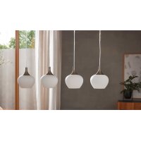 Interliving Leuchten Serie 9344 - Hängelampe Opalglas & Nickel – Länge ca. 100 cm