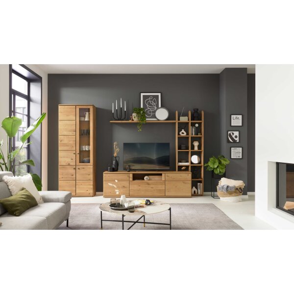 Interliving Wohnzimmer Serie 2028 - Wohnwand Wildeiche - vierteilig, Länge ca. 335 cm