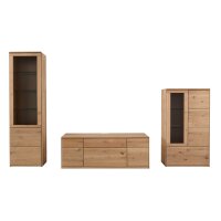 Interliving Wohnzimmer Serie 2028 - Wohnwand Wildeiche - dreiteilig, Länge ca. 337 cm