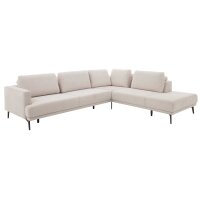 Interliving Sofa Serie 4450 - Ecksofa ecrufarbener Webstoff LongLife Easy & schwarze Metallfüße - Stellfläche ca. 300 x 257 cm