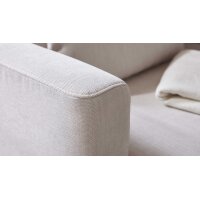 Interliving Sofa Serie 4450 - Ecksofa ecrufarbener Webstoff LongLife Easy & schwarze Metallfüße - Stellfläche ca. 300 x 257 cm