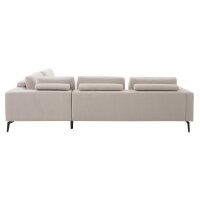 Interliving Sofa Serie 4450 - Ecksofa ecrufarbener Webstoff LongLife Easy & schwarze Metallfüße - Stellfläche ca. 300 x 257 cm