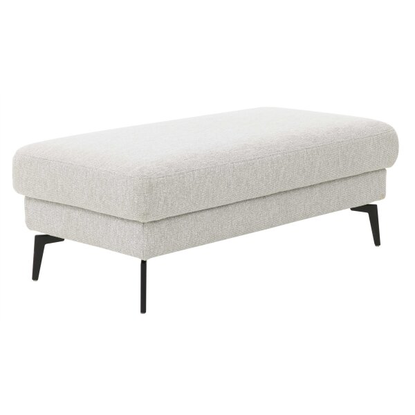 Interliving Sofa Serie 4065 – XXL-Polsterhocker ecrufarbener Webstoff Loft & schwarze Metallfüße – ca. 130 x 65 cm