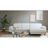 Interliving Sofa Serie 4065 – Ecksofa ecrufarbener Webstoff Loft & schwarze Metallfüße – Stellfläche ca. 288 x 183 cm