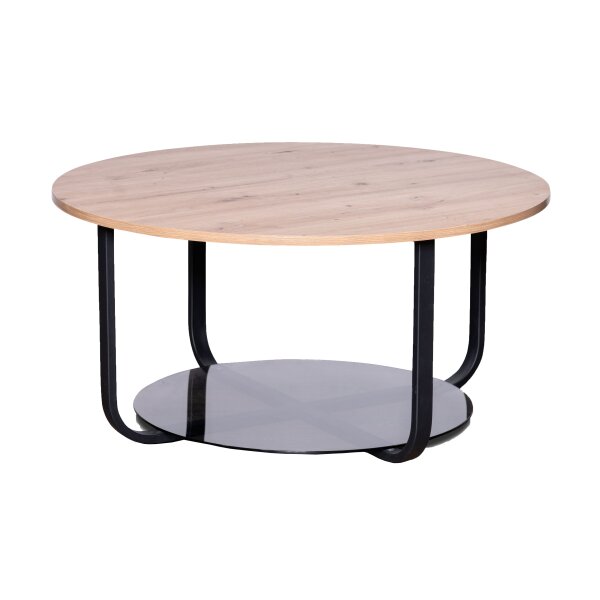 Couchtisch Merle 2 Artisaneiche & Schwarz - Durchmesser ca. 80 cm