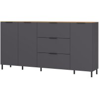 Wohnprogramm California - Sideboard Graphit & Navarra Eiche - ca. 192 x 98 cm